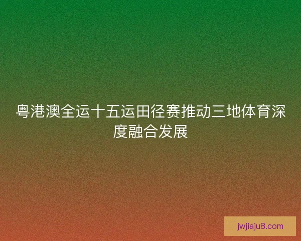 粤港澳全运十五运田径赛推动三地体育深度融合发展